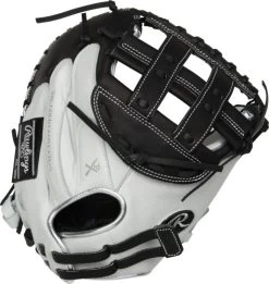 33 Inch Rawlings Liberty Advanced Color Series RLACM33FPBP Women's White/Black/Platinum Fastpitch Softball Catcher Mitt